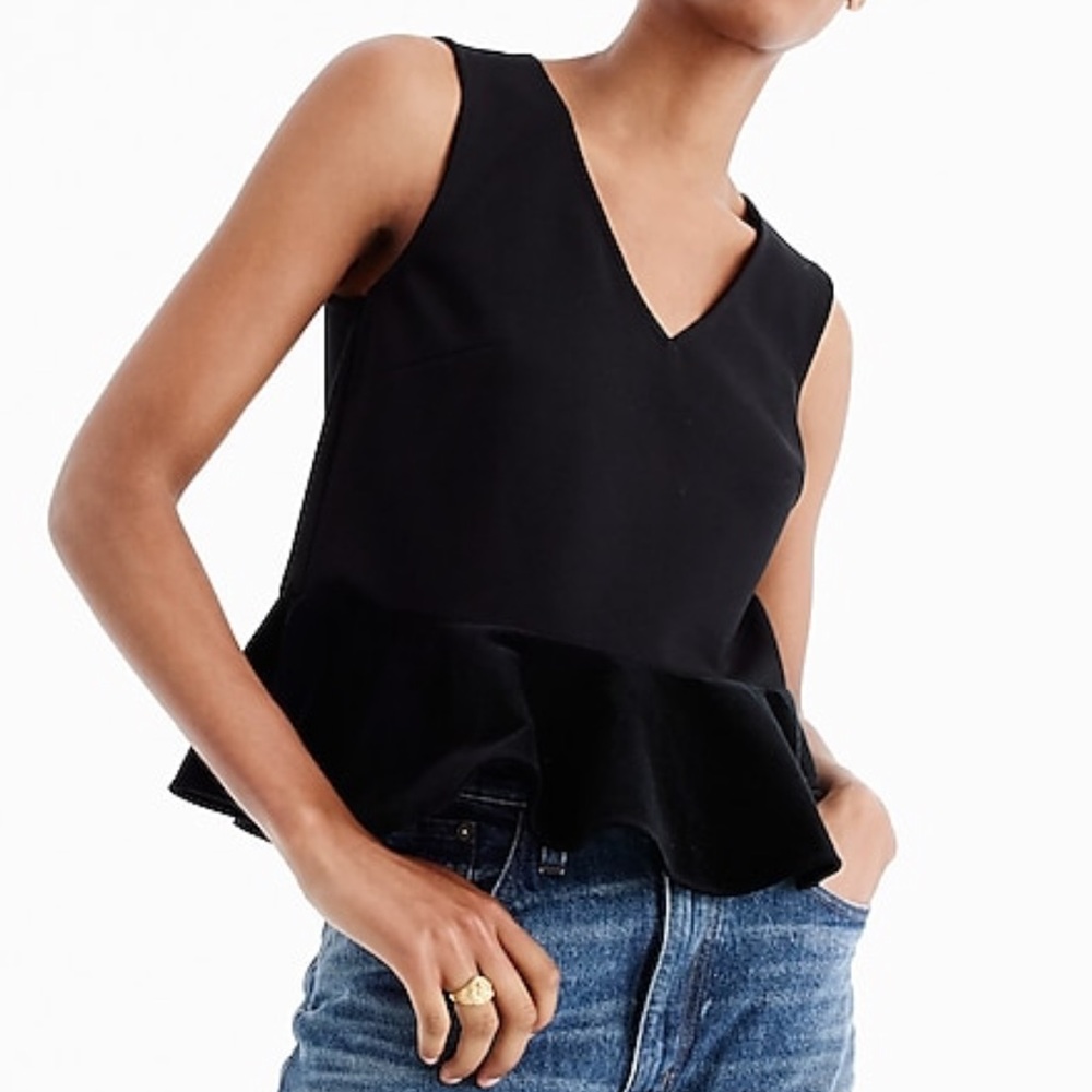 NWT J. Crew Velvet Peplum Top Size Large